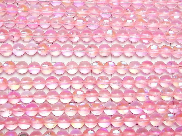 Pink Luna Flash Round 6mm 1strand beads (aprx.15inch/37cm)