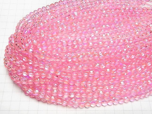 Pink Luna Flash Round 6mm 1strand beads (aprx.15inch/37cm)
