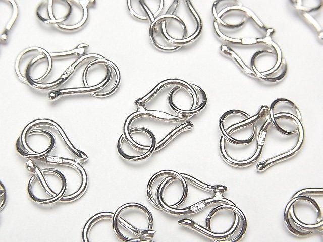 S Hook 8mm,9mm,11mm Rhodium Plated 1pc with Silver925 Jump Ring