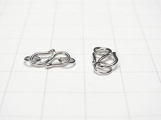 S Hook 8mm,9mm,11mm Rhodium Plated 1pc with Silver925 Jump Ring