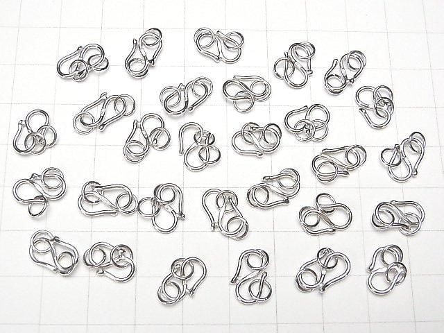 S Hook 8mm,9mm,11mm Rhodium Plated 1pc with Silver925 Jump Ring