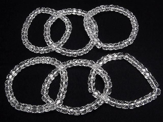 High Quality! Crystal Quartz AAA Faceted Button Rondelle Bracelet 8x8x6mm