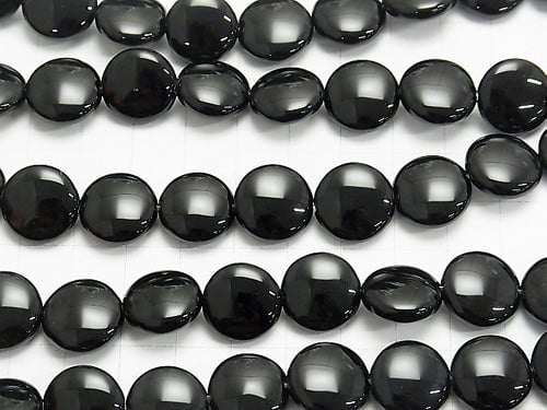 Onyx Coin 14x14x6mm half or 1strand beads (aprx.15inch/36cm)