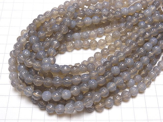 1strand $9.79! Gray Onyx AAA Round Rose Cut 8mm 1strand beads (aprx.15inch / 36cm)