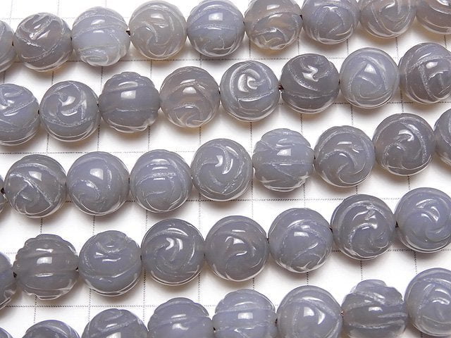 Gray Onyx AAA Round Rose Cut 12mm half or 1strand beads (aprx.15inch / 36cm)