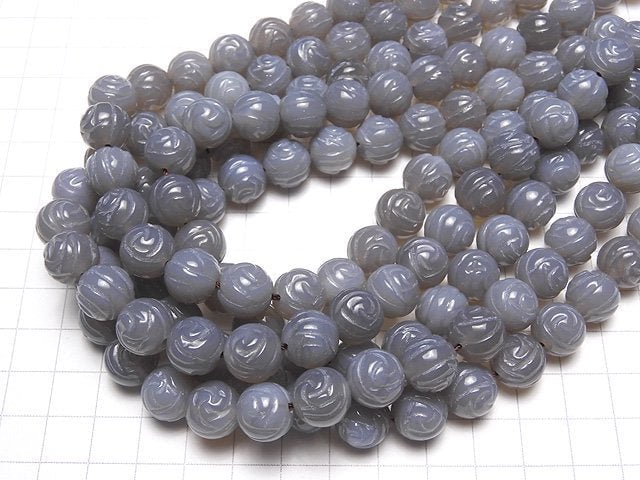 Gray Onyx AAA Round Rose Cut 12mm half or 1strand beads (aprx.15inch / 36cm)