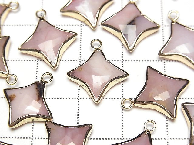 Pink Opal Sparkle Star Charm Gold color 2pcs