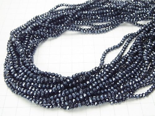 1strand $1.79! Glass Beads Faceted Button Rondelle 3x3x2mm navy 1strand beads (aprx.13inch / 33cm)