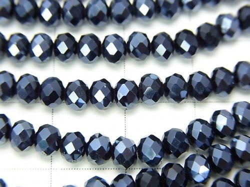 1strand $1.79! Glass Beads Faceted Button Rondelle 4 x 4 x 3 mm navy 1strand beads (aprx.19inch / 47 cm)