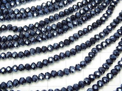 1strand $1.79! Glass Beads Faceted Button Rondelle 4 x 4 x 3 mm navy 1strand beads (aprx.19inch / 47 cm)