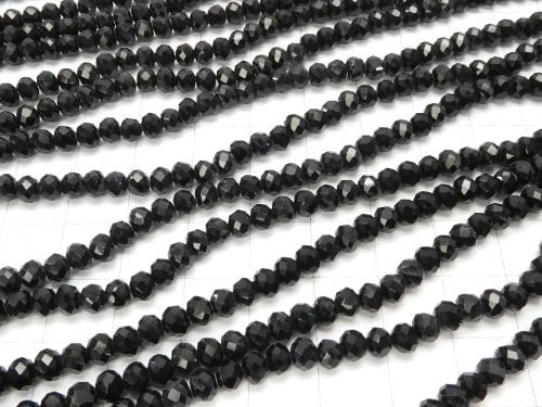 1strand $1.79! Glass Beads Faceted Button Rondelle 4 x 4 x 3 mm Black 1 strand beads (aprx.18 inch / 45 cm)