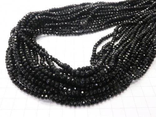 1strand $1.79! Glass Beads Faceted Button Rondelle 4 x 4 x 3 mm Black 1 strand beads (aprx.18 inch / 45 cm)
