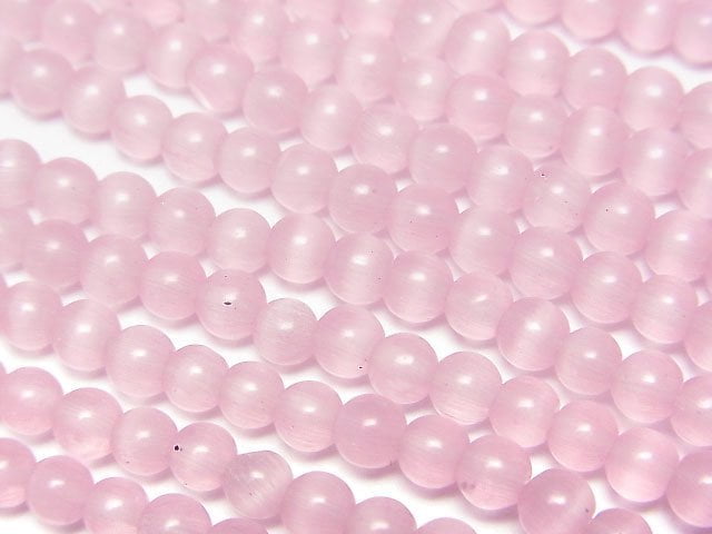 Pink color Cat's Eye Round 4mm 1strand beads (aprx.14inch/35cm)