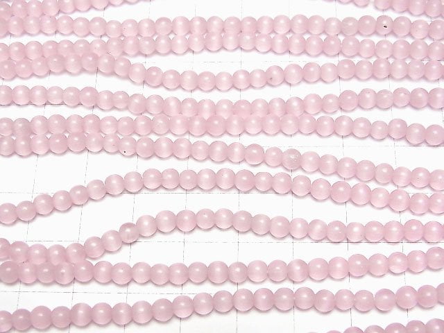 Pink color Cat's Eye Round 4mm 1strand beads (aprx.14inch/35cm)