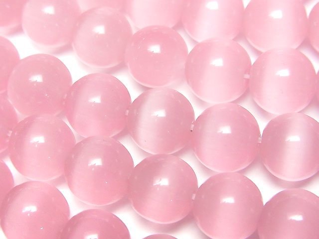 Pink color Cat's Eye Round 10mm 1strand beads (aprx.14inch/35cm)