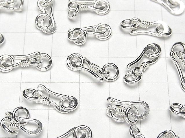 Karen Silver Jump Ring with U-Hook, 14x6mm, White Silver, 1pc