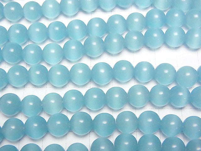 Light blue color Cat's Eye Round 10mm 1strand beads (aprx.15inch/36cm)