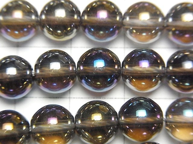 Flash,Smoky Quartz Round 8mm half or 1strand beads (aprx.15inch/38cm)
