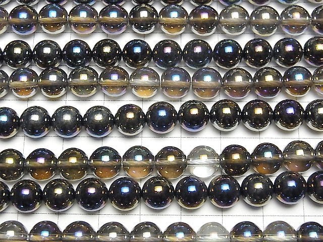 Flash,Smoky Quartz Round 8mm half or 1strand beads (aprx.15inch/38cm)