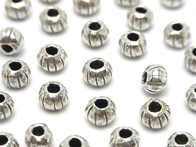 Karen Silver Line Carved Rondelle 7x7x5mm 2pcs