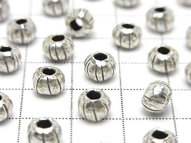 Karen Silver Line Carved Rondelle 7x7x5mm 2pcs
