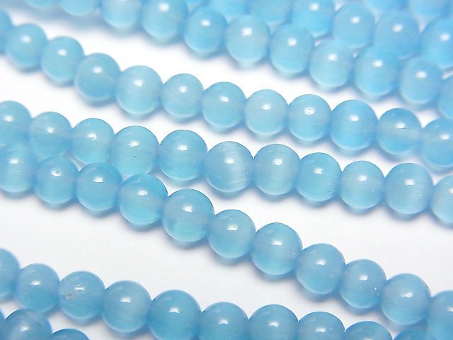 Blue color Cat's Eye Round 4mm 1strand beads (aprx.14inch/35cm)