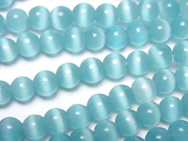 Blue color Cat's Eye Round 5.5mm 1strand beads (aprx.14inch/34cm)