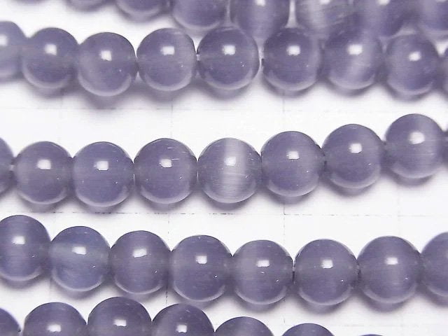 Lavender purple color Cat's Eye Round 5.5mm 1strand beads (aprx.14inch/34cm)