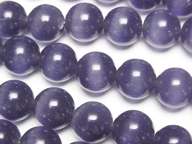 Lavender purple color Cat's Eye Round 9.5mm 1strand beads (aprx.14inch/35cm)
