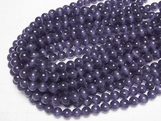 Lavender purple color Cat's Eye Round 9.5mm 1strand beads (aprx.14inch/35cm)