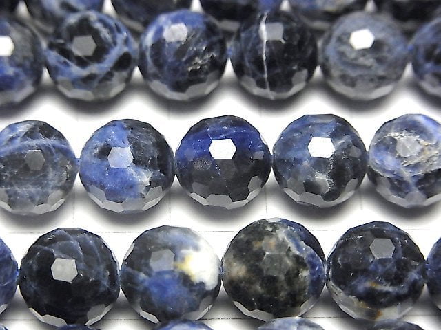 High Quality! Sodalite AA++ 128Faceted Round 10mm half or 1strand beads (aprx.14inch/35cm)