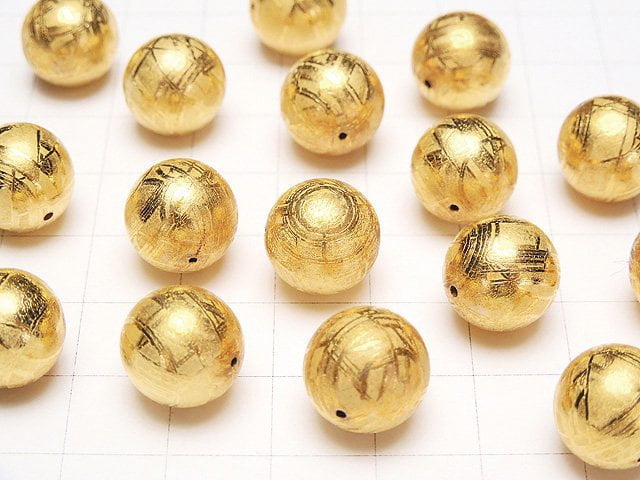 Meteoriten (Muonionalusta) Rund 12mm Gelbgold 1Stück