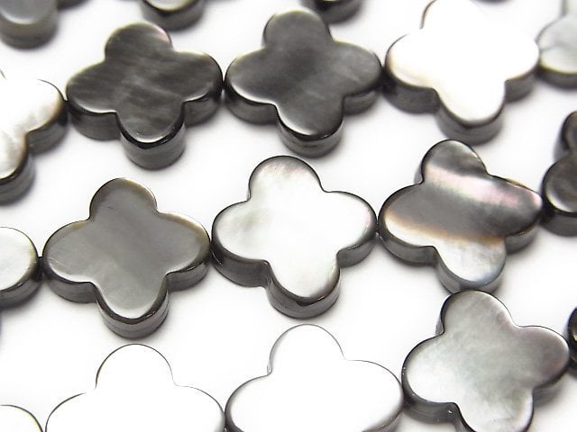 Black Shell AAA Flower Motif 13x13x3mm 1/4 or 1strand beads (aprx.15inch/38cm)