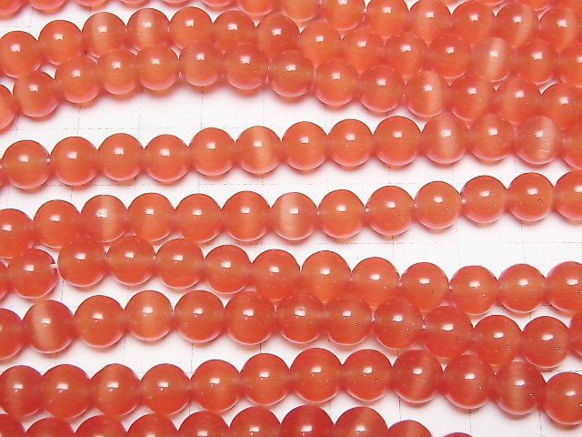 Red color Cat's Eye Round 7.5mm 1strand beads (aprx.14inch/34cm)
