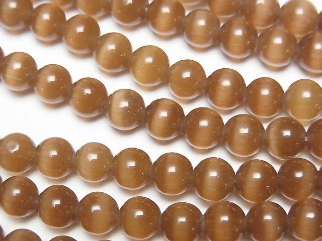Brown color Cat's Eye Round 6mm 1strand beads (aprx.15inch/36cm)