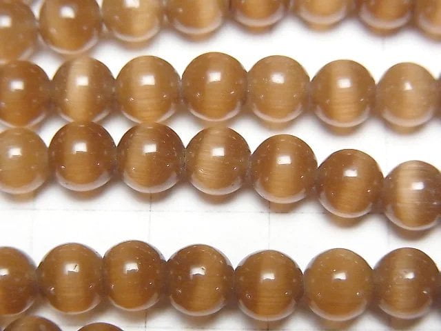 Brown color Cat's Eye Round 6mm 1strand beads (aprx.15inch/36cm)