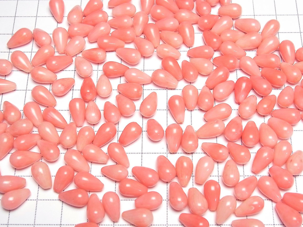 Corail rose (teint) goutte demi-percée (lisse) 12x7mm 4 pièces