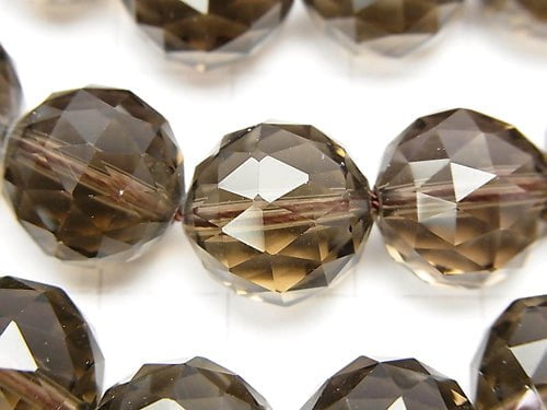 Smoky Quartz AAA Triangle Faceted Round 14mm half or 1strand beads (aprx.14inch/35cm)