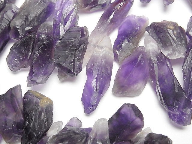 紫水晶 AA++ 原石碎塊 頂部鑽孔 1串珠(約15英寸/38公分)