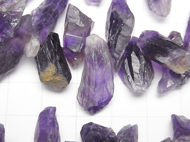 紫水晶 AA++ 原石碎塊 頂部鑽孔 1串珠(約15英寸/38公分)