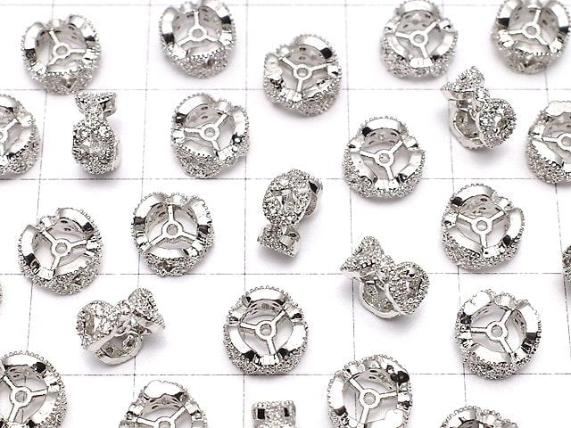 Metal Parts Rondelle 8 x 8 x 4 mm Silver Color (with CZ) 1 pc $2.79!