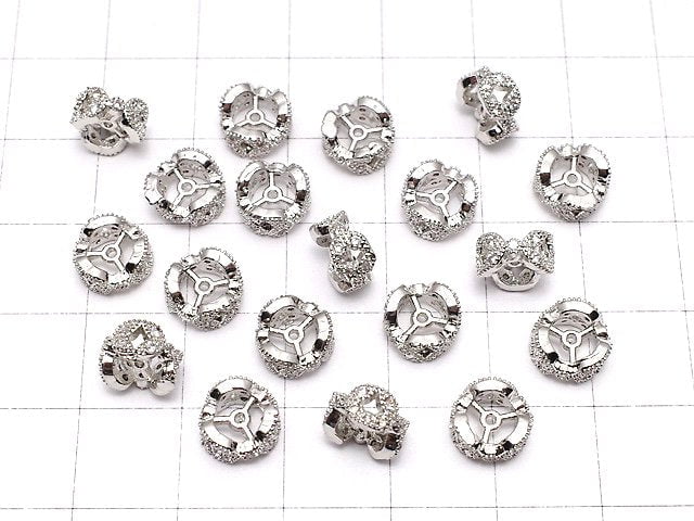 Metal Parts Rondelle 8 x 8 x 4 mm Silver Color (with CZ) 1 pc $2.79!