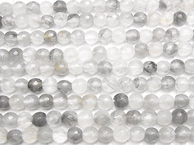 1strand $9.79! Gray Quartz AA 128 Faceted Round 6 mm 1strand beads (aprx.15 inch / 38 cm)