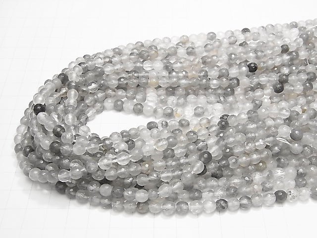 1strand $9.79! Gray Quartz AA 128 Faceted Round 6 mm 1strand beads (aprx.15 inch / 38 cm)