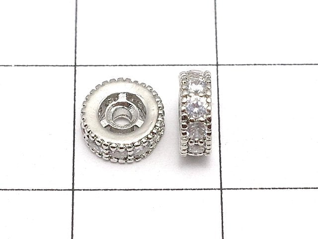 Metal Parts Rondelle 6 x 6 x 3 mm Silver Color (with CZ) 3pcs $3.79!