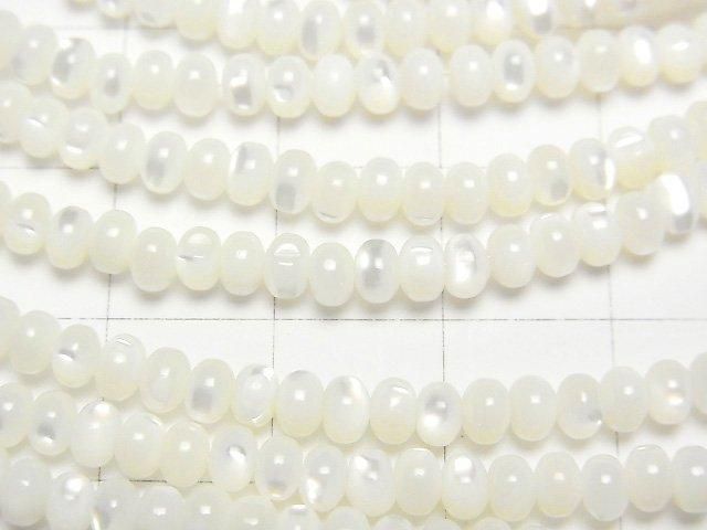 Mother of Pearl MOP White Rondelle 4x4x3mm 1strand beads (aprx.15inch/38cm)