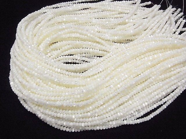 Mother of Pearl MOP White Rondelle 4x4x3mm 1strand beads (aprx.15inch/38cm)