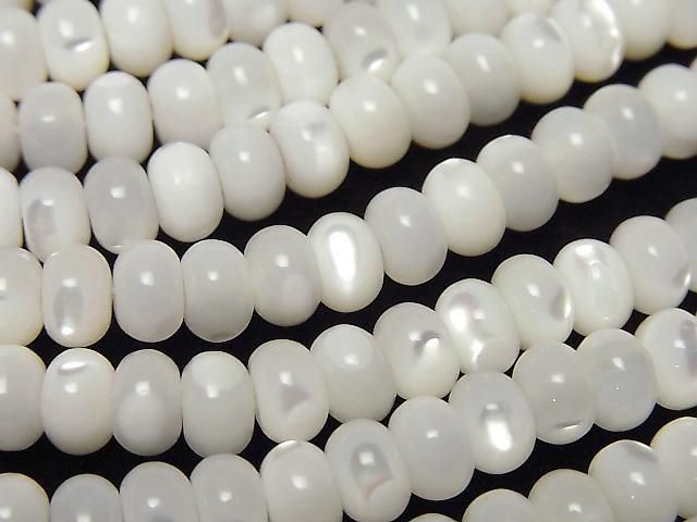 Mother of Pearl MOP White Rondelle 6x6x4mm 1strand beads (approx. 15 inches/38 cm)