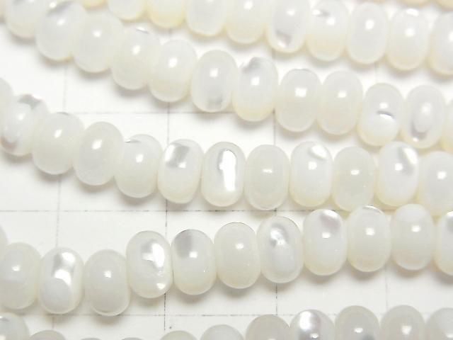Mother of Pearl MOP White Rondelle 6x6x4mm 1strand beads (approx. 15 inches/38 cm)