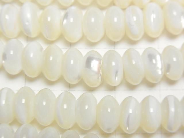 Mother of Pearl MOP White Rondelle 8x8x4mm Half or 1strand beads (approx. 15 inches/36 cm)